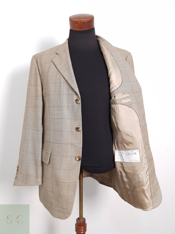 Blazer Vintage 100 lana virgen café ventana Talla ML 1
