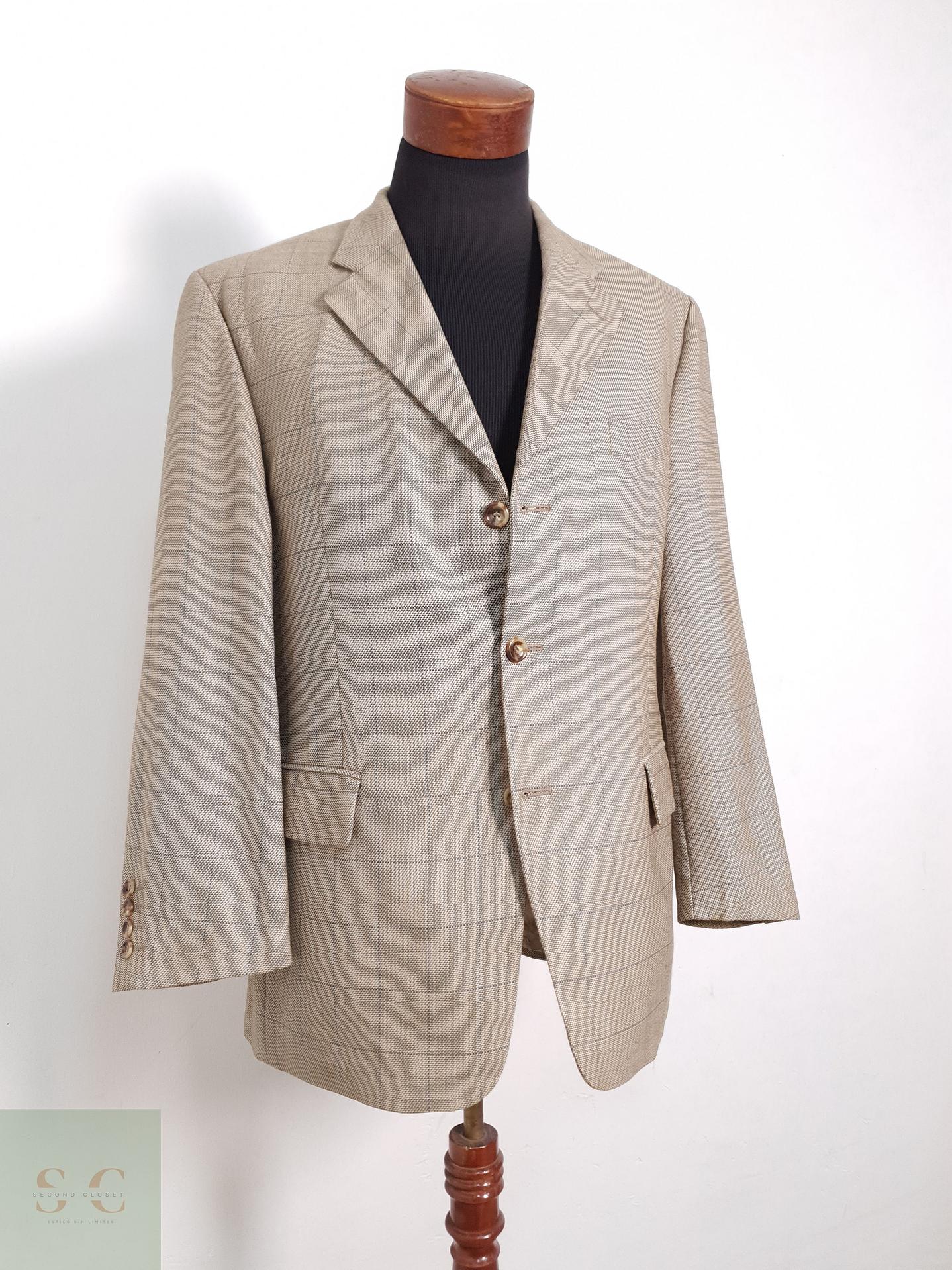 Blazer Vintage 100 lana virgen café ventana Talla ML 2