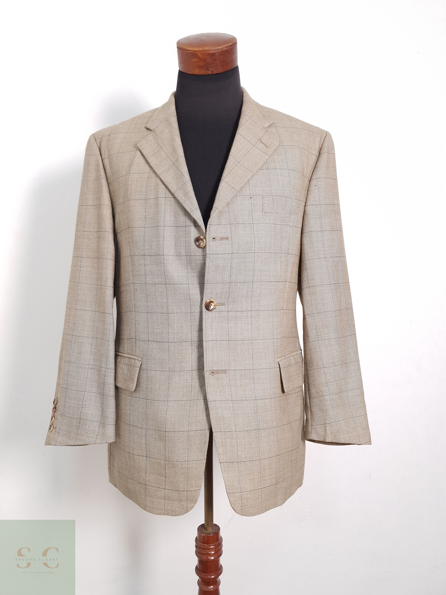 Blazer Vintage 100 lana virgen café ventana Talla ML 5