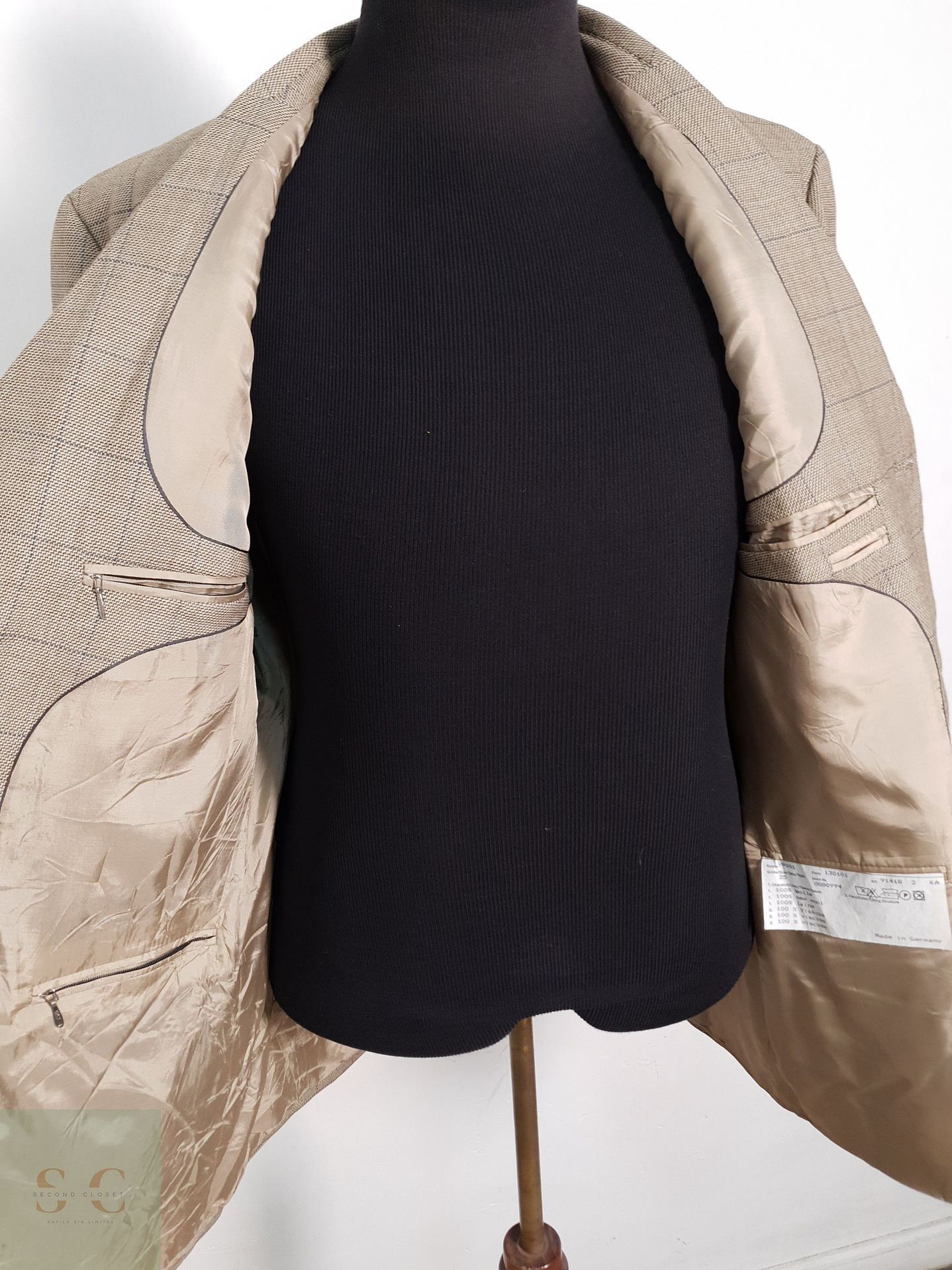 Blazer Vintage 100 lana virgen café ventana Talla ML 6