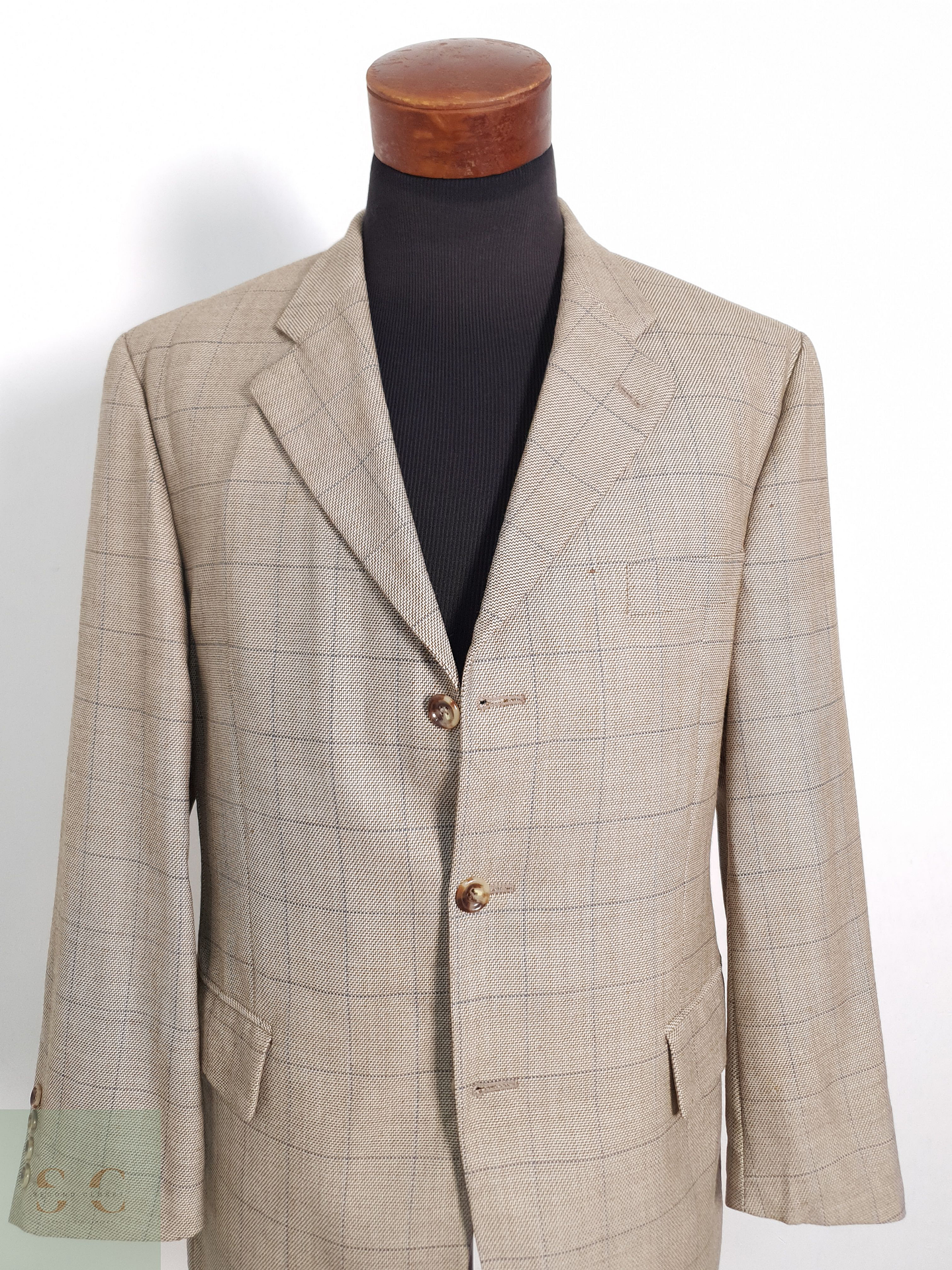 Blazer Vintage 100 lana virgen café ventana Talla ML 7