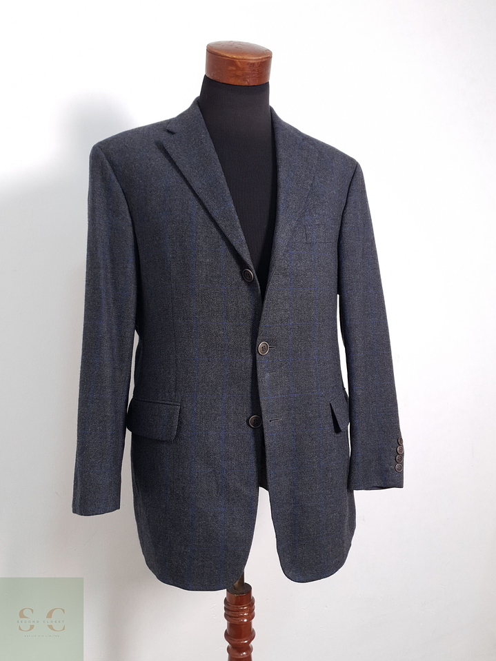 Blazer Vintage 100 lana virgen azul ventana Talla LXL 1