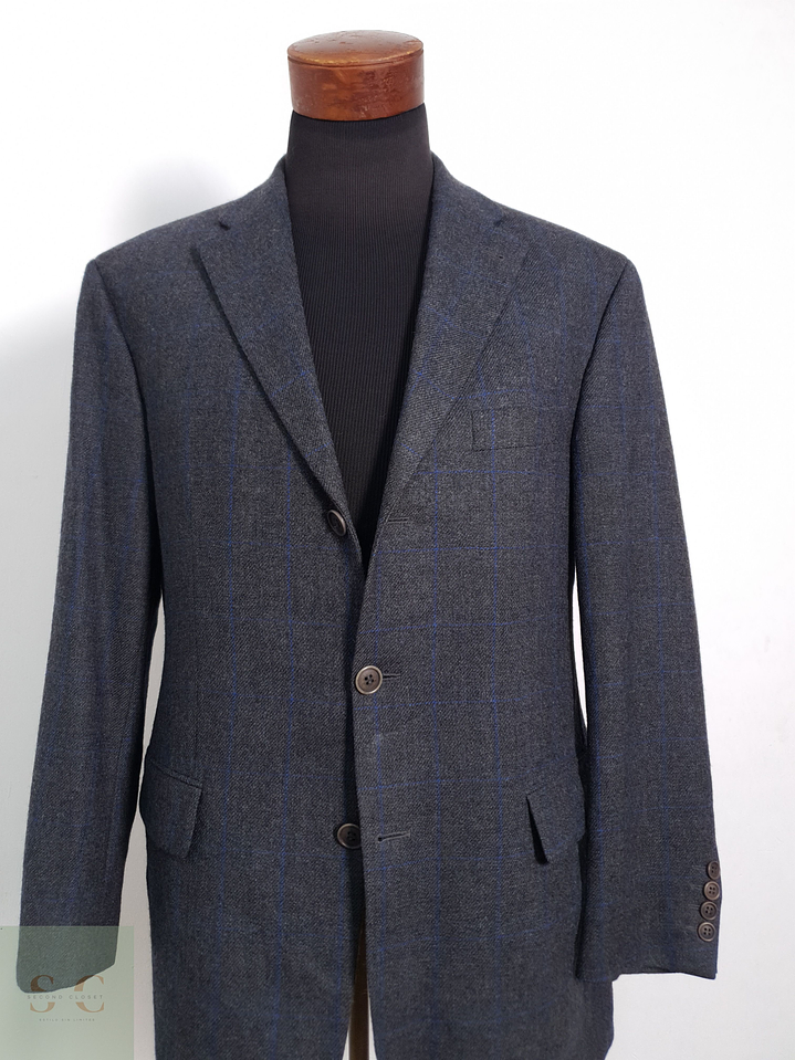 Blazer Vintage 100 lana virgen azul ventana Talla LXL 2