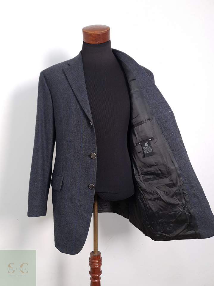 Blazer Vintage 100 lana virgen azul ventana Talla LXL 3