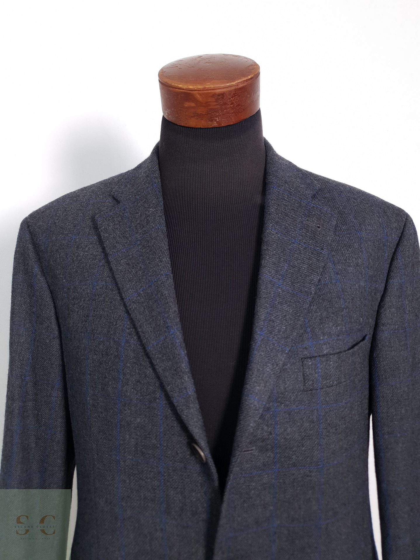 Blazer Vintage 100 lana virgen azul ventana Talla LXL 4