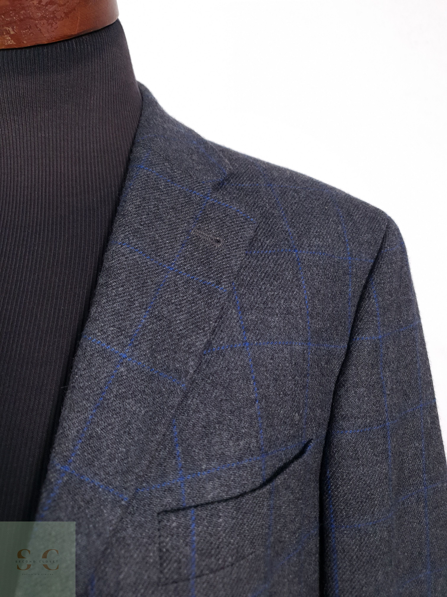 Blazer Vintage 100 lana virgen azul ventana Talla LXL 7