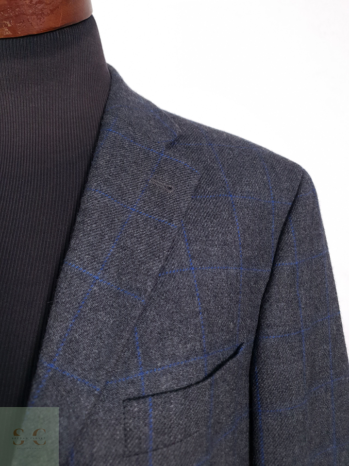 Blazer Vintage 100 lana virgen azul ventana Talla LXL 7