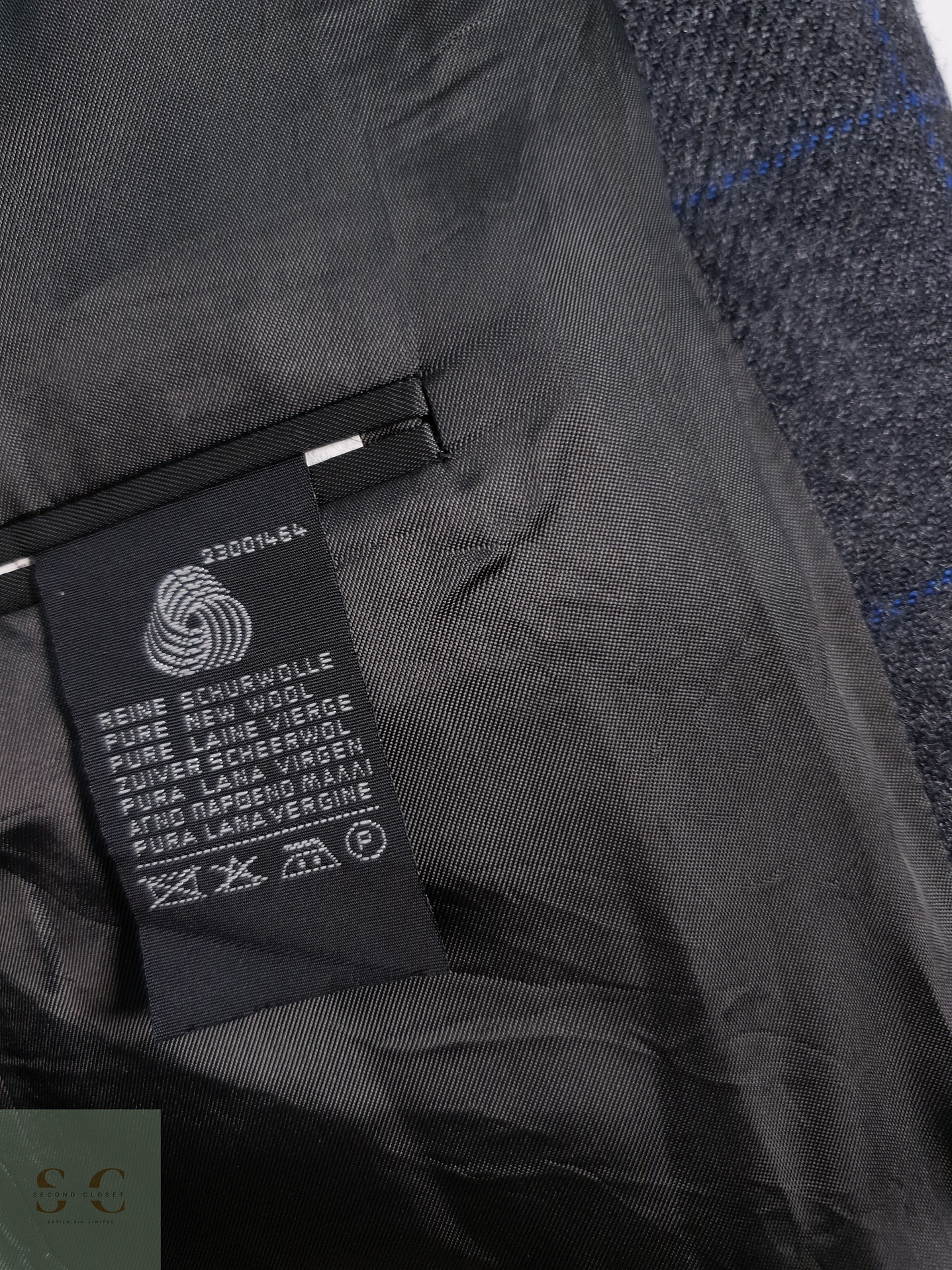 Blazer Vintage 100 lana virgen azul ventana Talla LXL 8