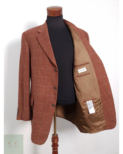 Blazer Pierre Laffite mezcla lana terracota ventana Talla XXL