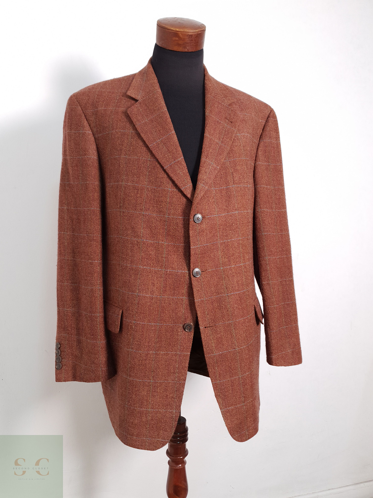 Blazer Pierre Laffite mezcla lana terracota ventana Talla XXL 4