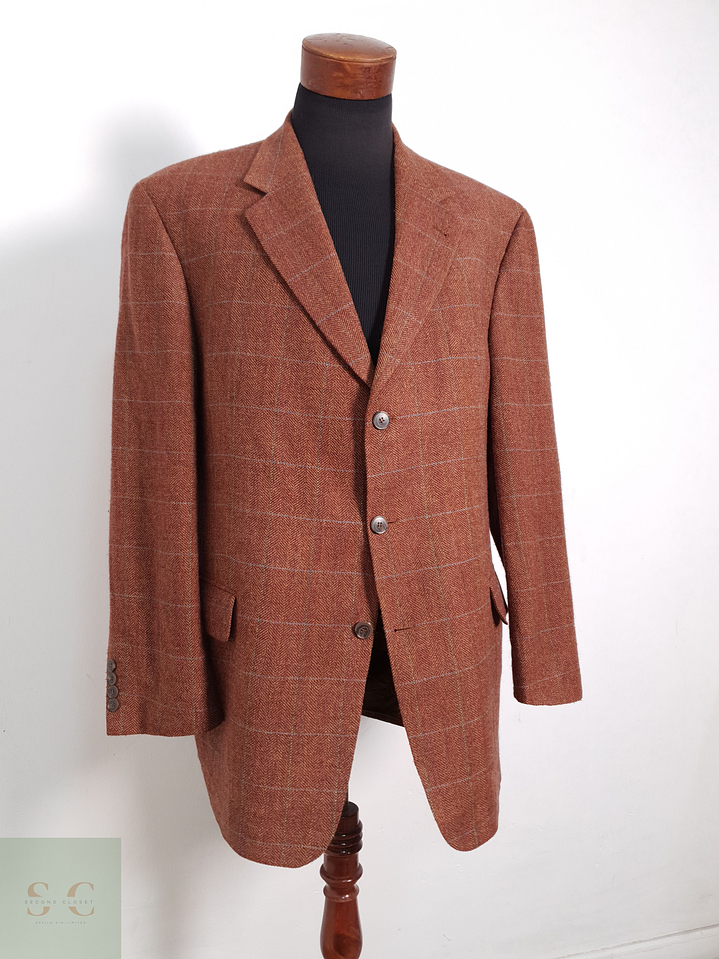 Blazer Pierre Laffite mezcla lana terracota ventana Talla XXL 4