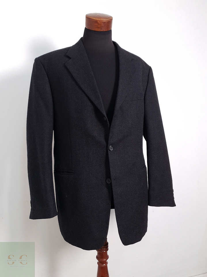Blazer Vintage 100 lana virgen plomo oscuro liso Talla XXL 1
