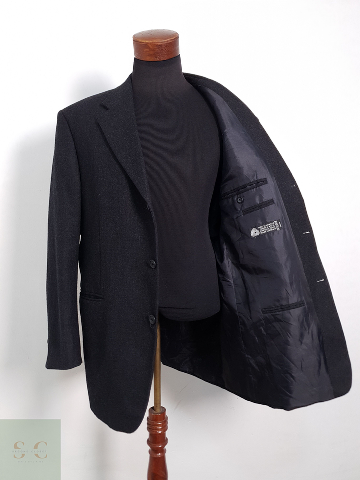 Blazer Vintage 100 lana virgen plomo oscuro liso Talla XXL 2