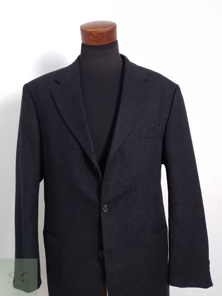 Blazer Vintage 100 lana virgen plomo oscuro liso Talla XXL 3