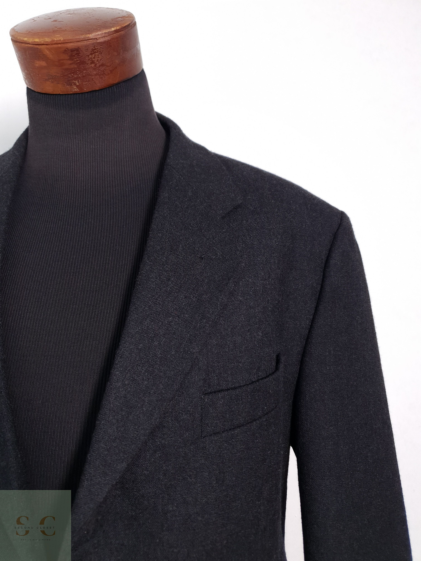 Blazer Vintage 100 lana virgen plomo oscuro liso Talla XXL 4