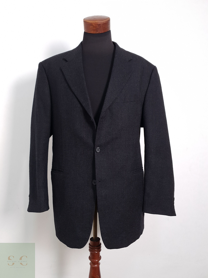 Blazer Vintage 100 lana virgen plomo oscuro liso Talla XXL 5