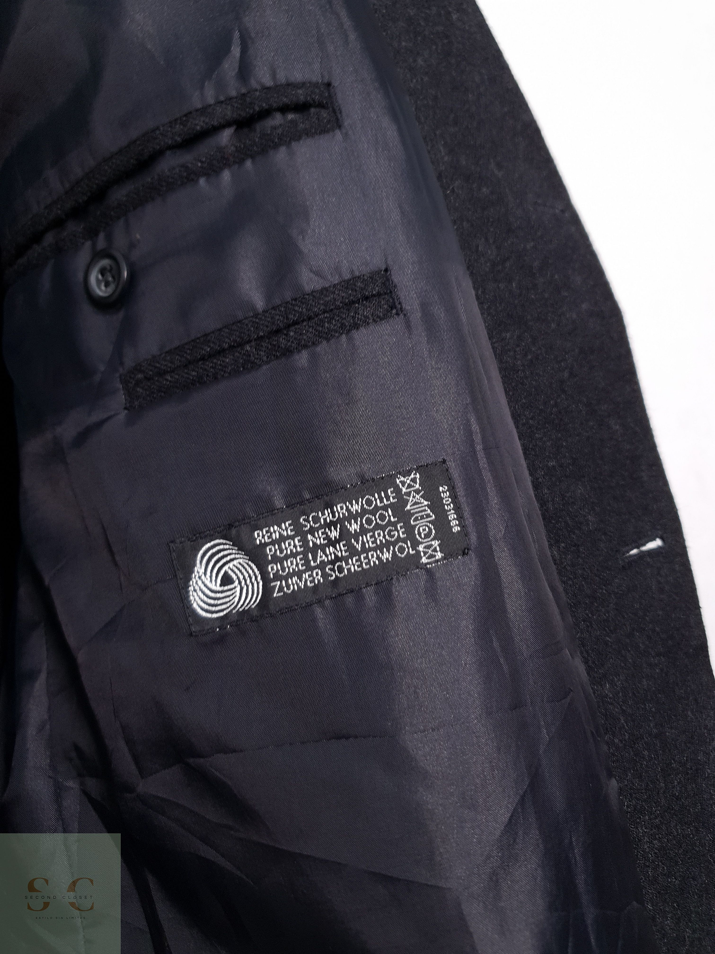 Blazer Vintage 100 lana virgen plomo oscuro liso Talla XXL 6