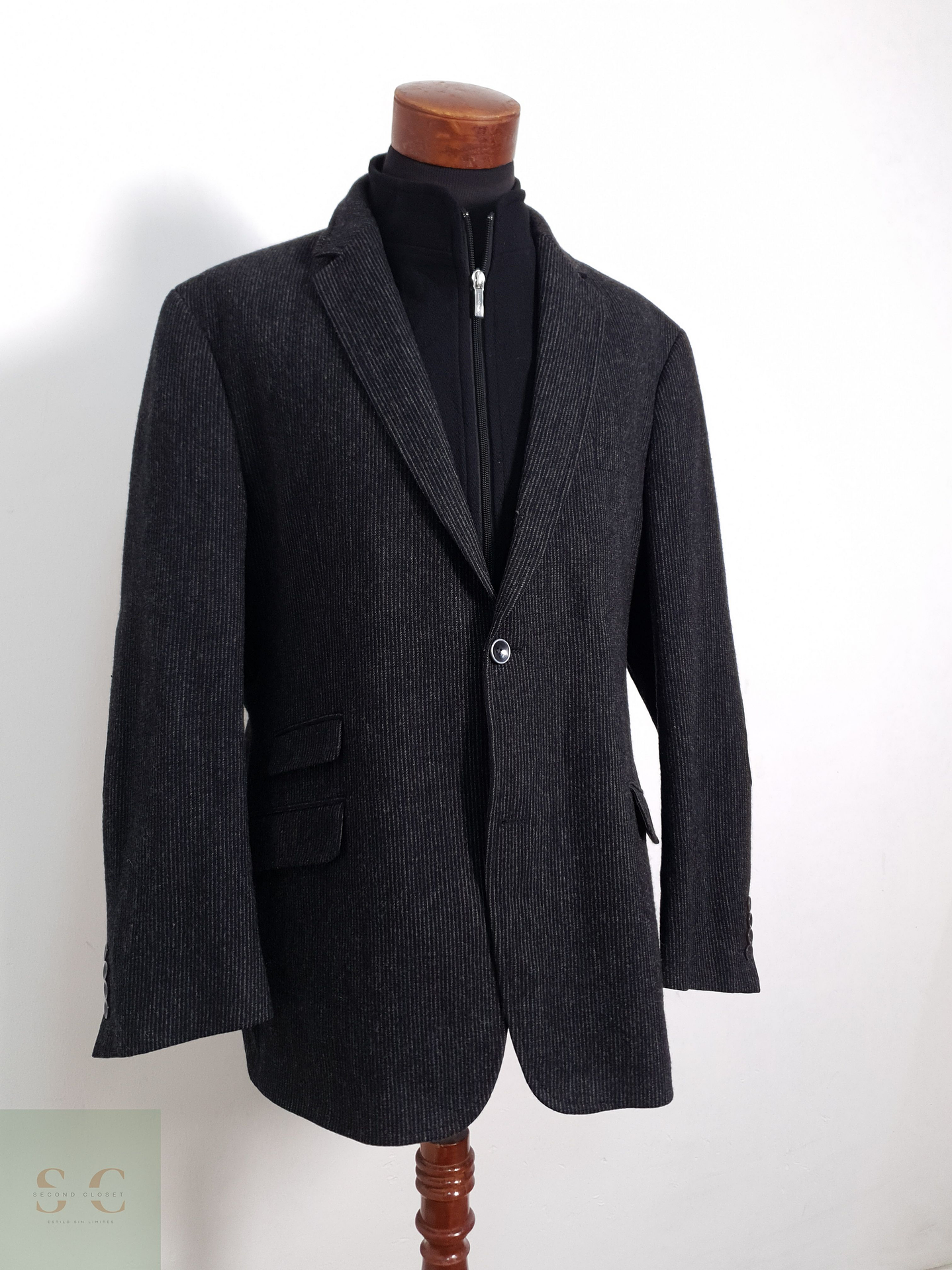 Blazer Mario Barutti 100 lana virgen plomo rayas Talla LXL 1