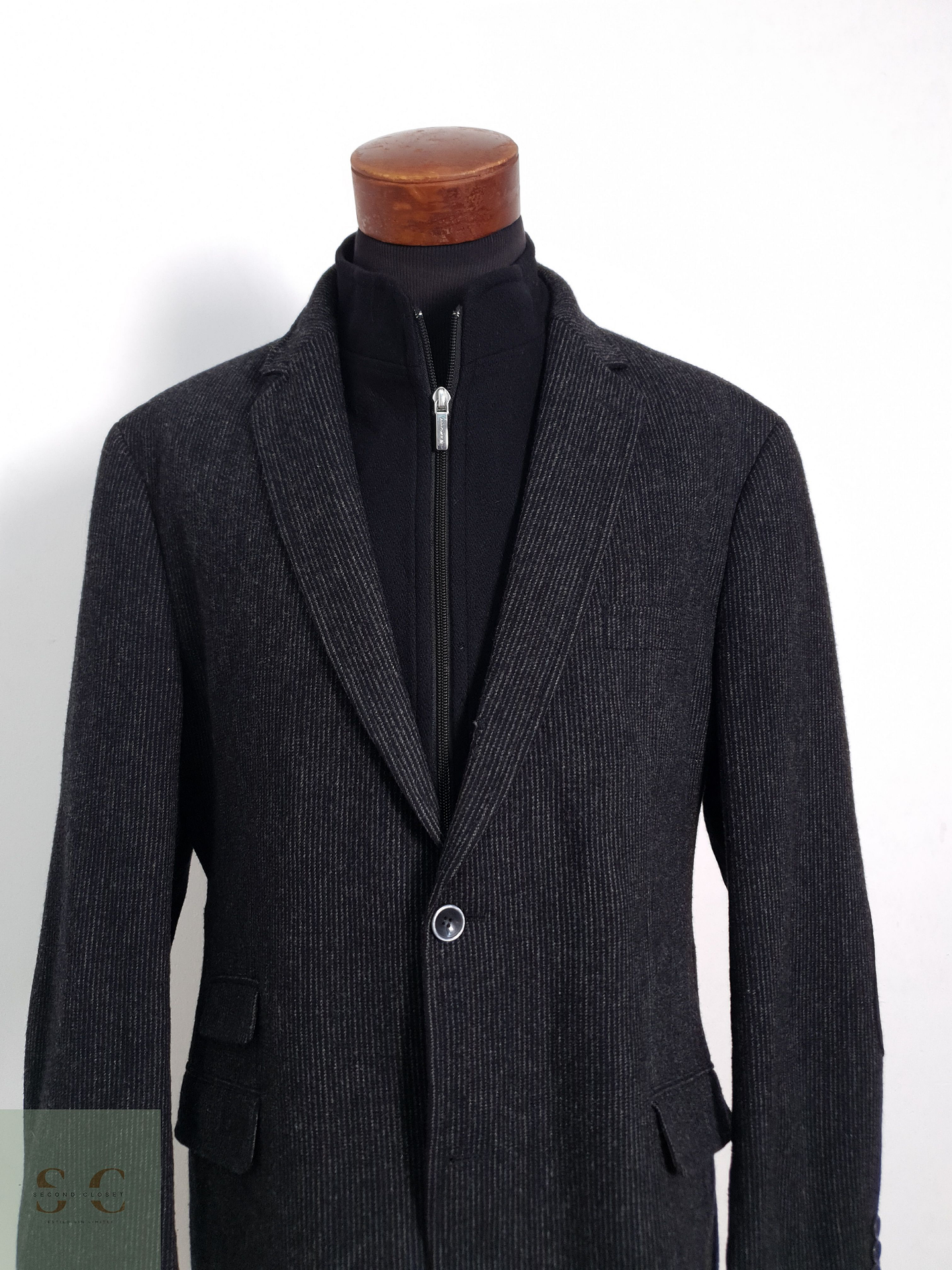 Blazer Mario Barutti 100 lana virgen plomo rayas Talla LXL 4