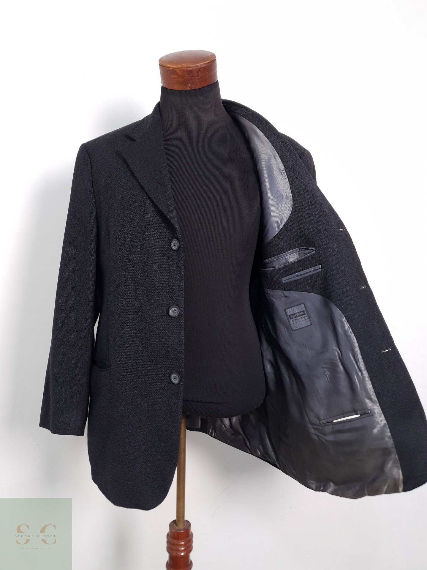 Blazer Citywear 100 lana virgen plomo liso Talla L 6