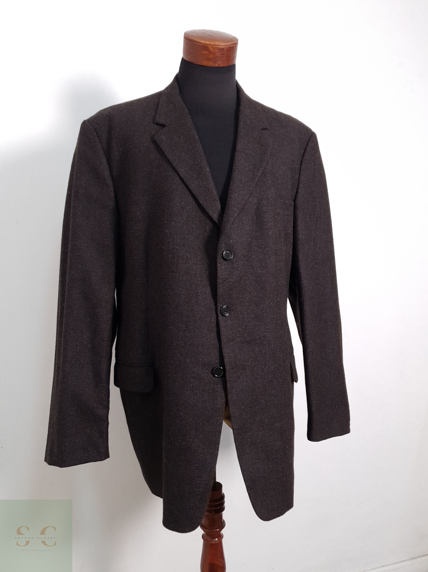 Blazer Fashion in Wool 75 lana 25 poliamida café liso Talla XXXL 4