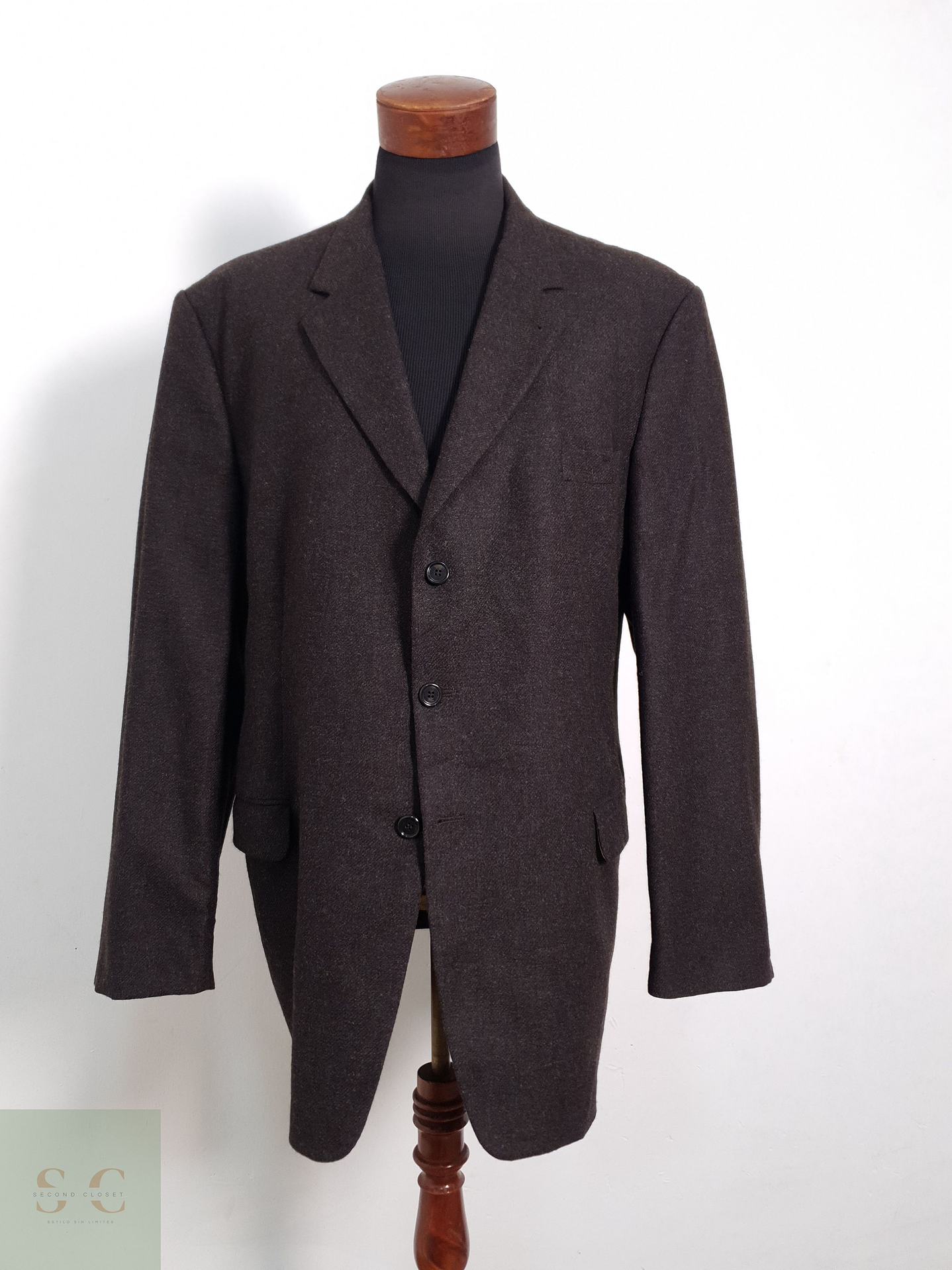 Blazer Fashion in Wool 75 lana 25 poliamida café liso Talla XXXL 5