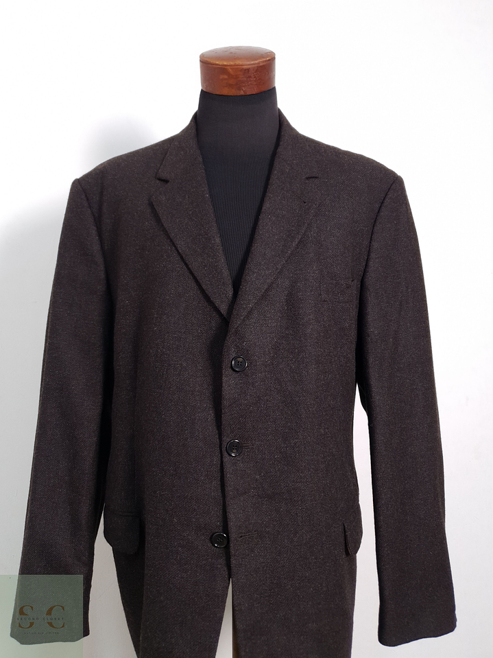 Blazer Fashion in Wool 75 lana 25 poliamida café liso Talla XXXL 6