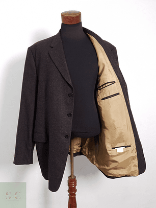 Blazer Fashion in Wool 75 lana 25 poliamida café liso Talla XXXL