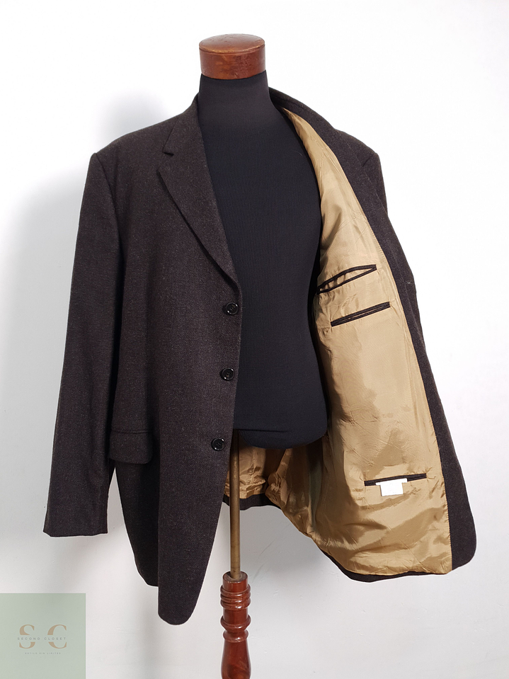 Blazer Fashion in Wool 75 lana 25 poliamida café liso Talla XXXL 1