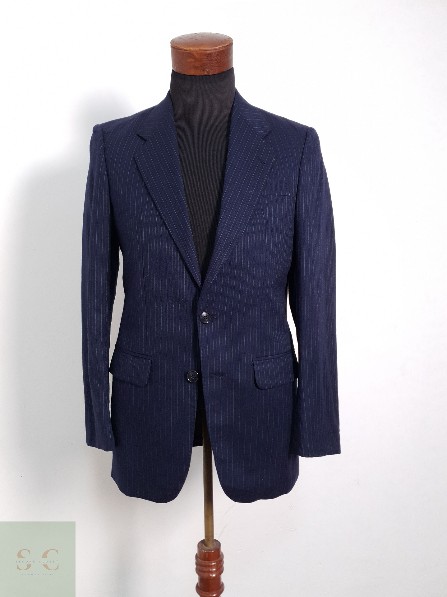 Blazer Peek-Cloppenburg 100 lana virgen azul rayas Talla S 1