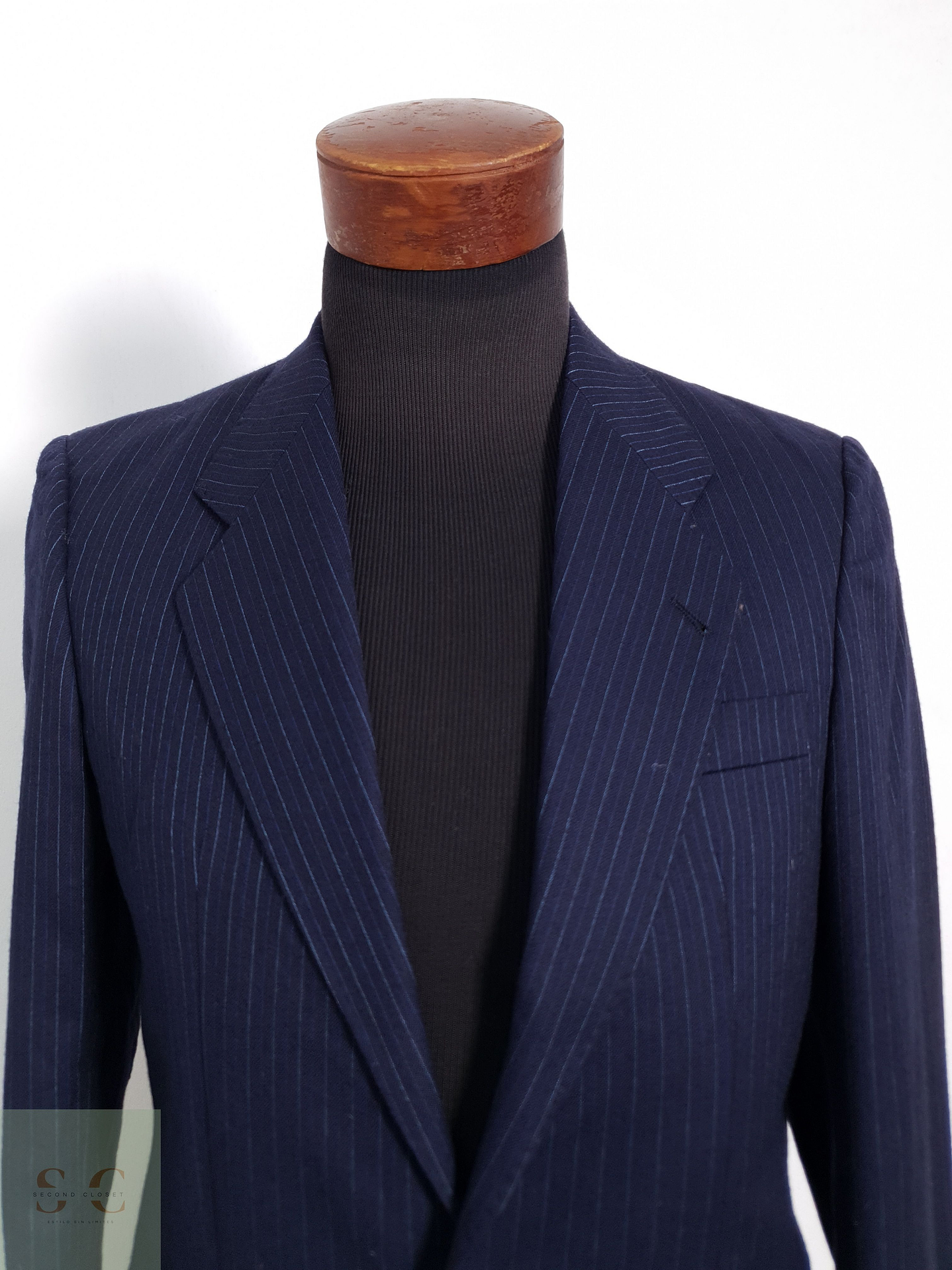 Blazer Peek-Cloppenburg 100 lana virgen azul rayas Talla S 6