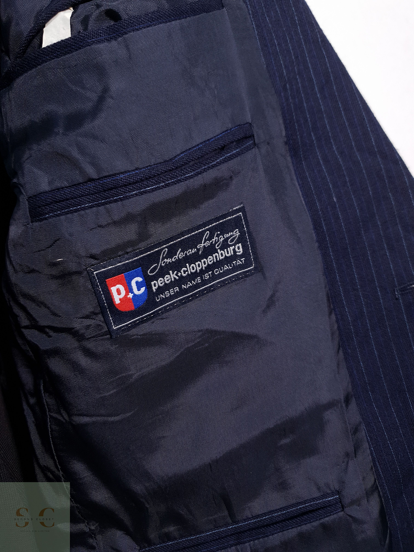 Blazer Peek-Cloppenburg 100 lana virgen azul rayas Talla S 7