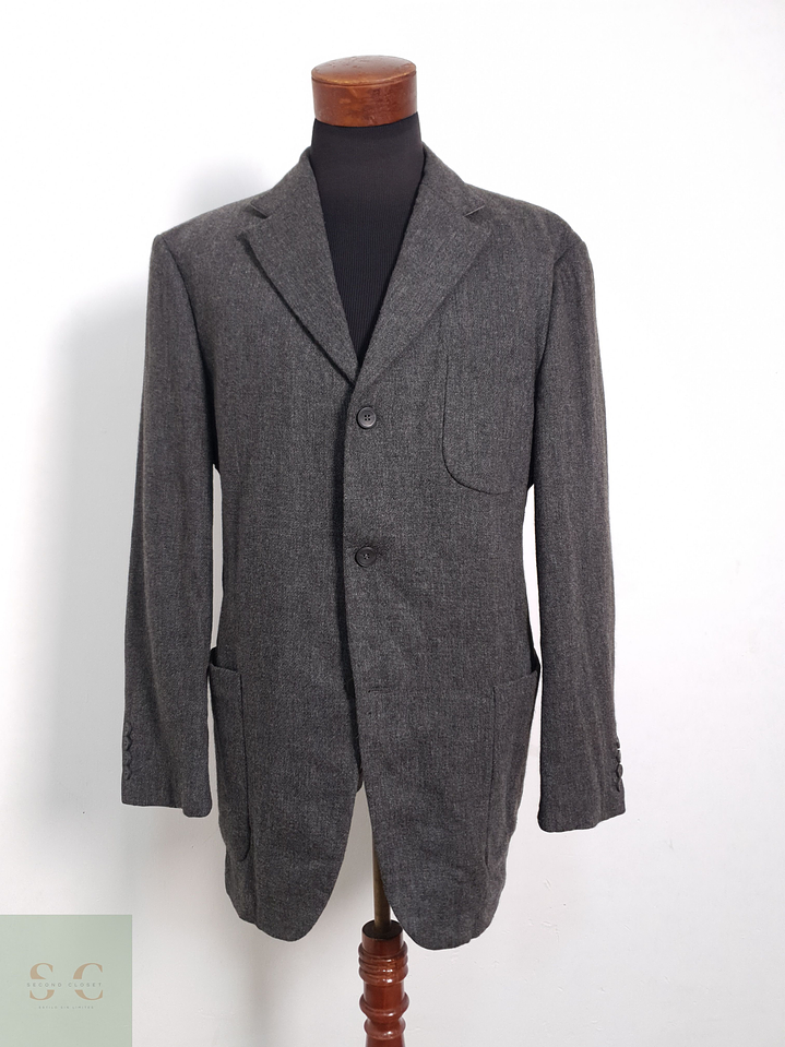 Blazer Botto Giuseppe & Figli 98 lana virgen 2 poliester gris liso Talla XL 2
