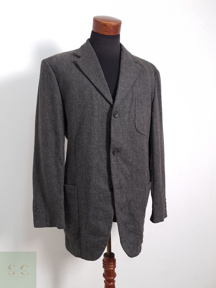 Blazer Botto Giuseppe & Figli 98 lana virgen 2 poliester gris liso Talla XL 3