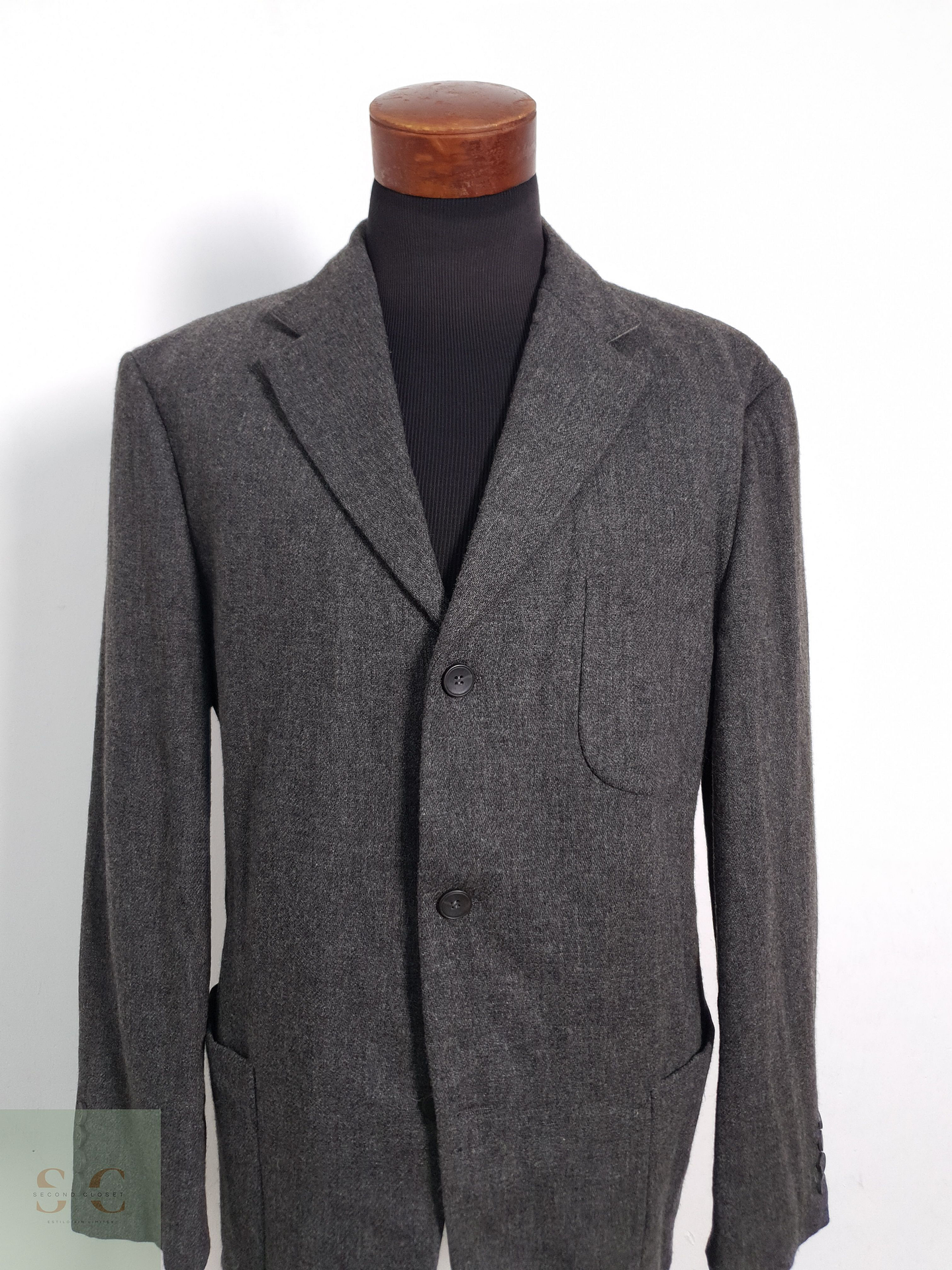 Blazer Botto Giuseppe & Figli 98 lana virgen 2 poliester gris liso Talla XL 4