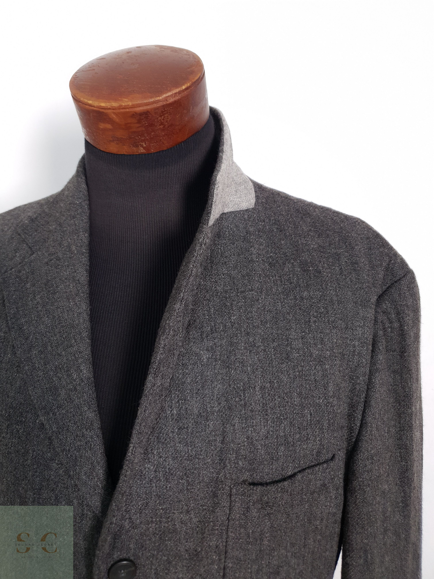 Blazer Botto Giuseppe & Figli 98 lana virgen 2 poliester gris liso Talla XL 5