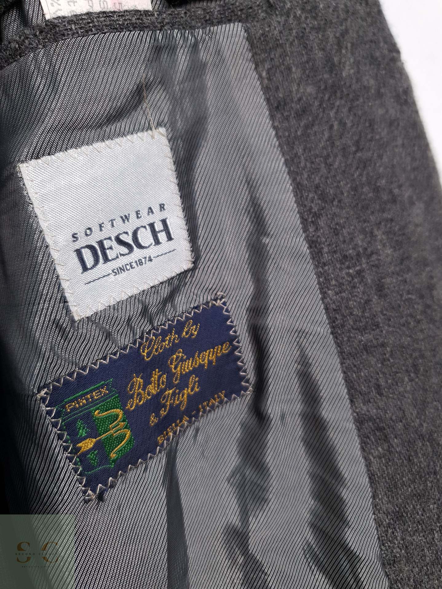 Blazer Botto Giuseppe & Figli 98 lana virgen 2 poliester gris liso Talla XL 6