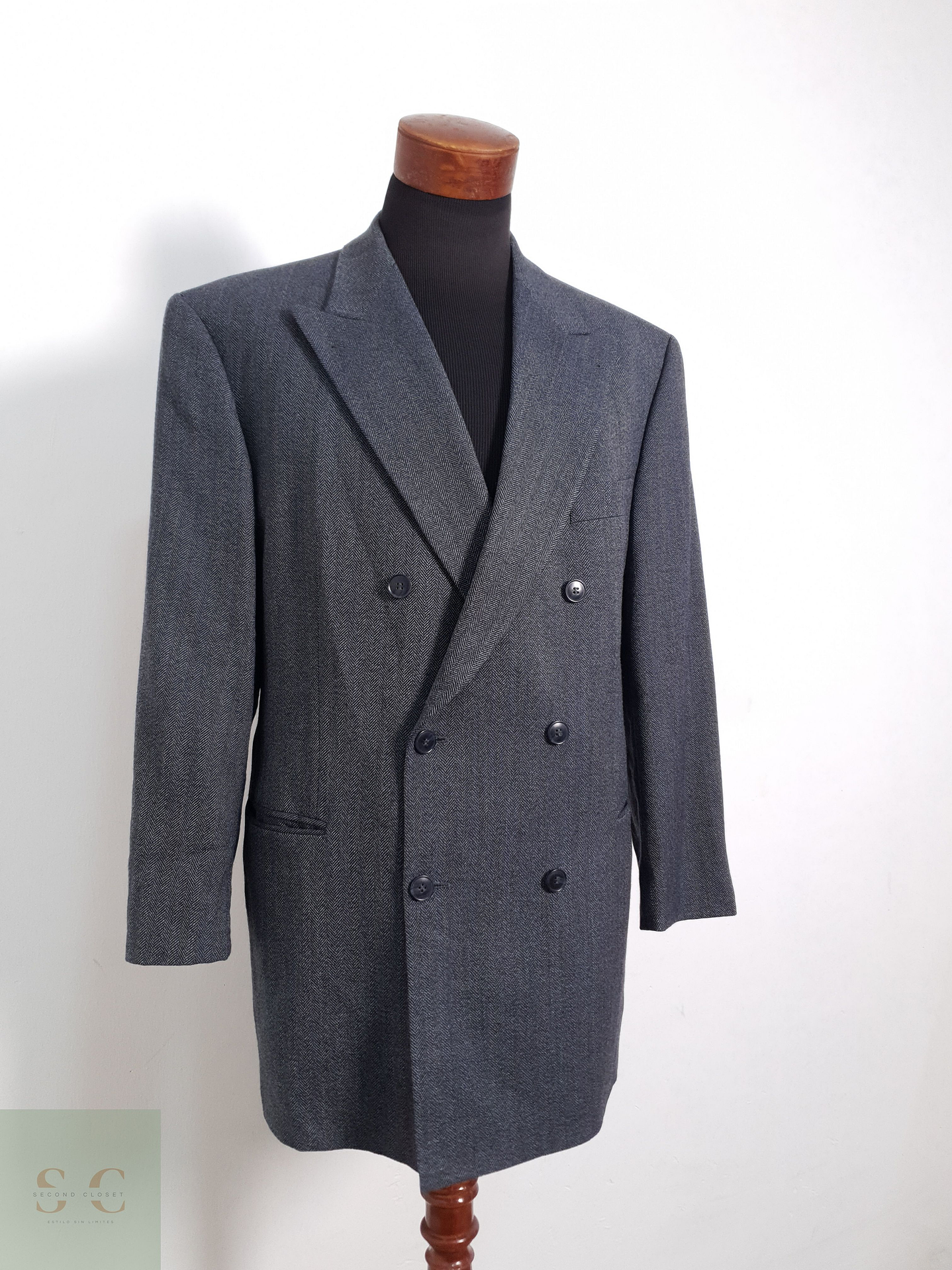 Blazer Baumler 100 lana virgen azul espiga Talla XL 1