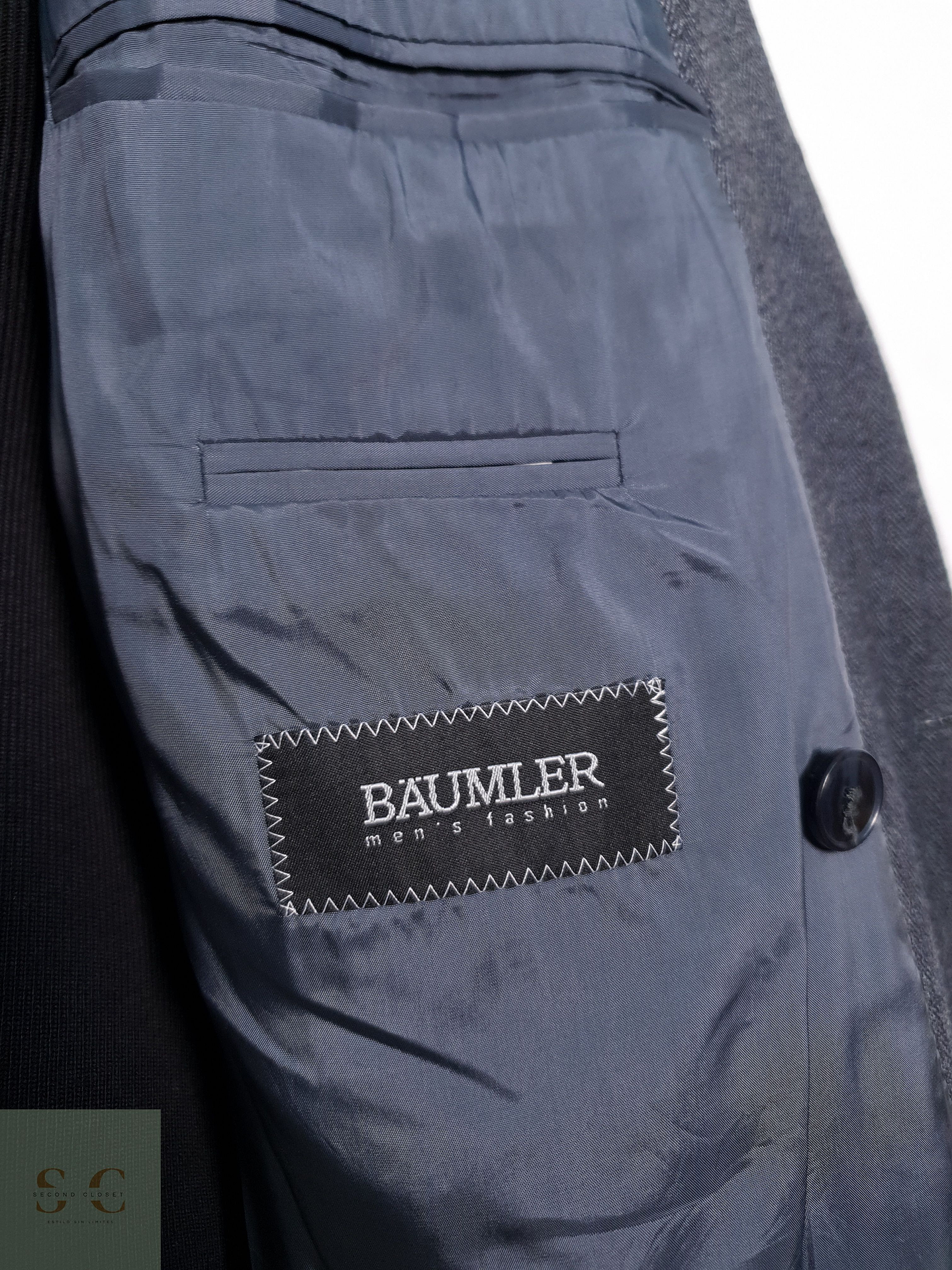 Blazer Baumler 100 lana virgen azul espiga Talla XL 5