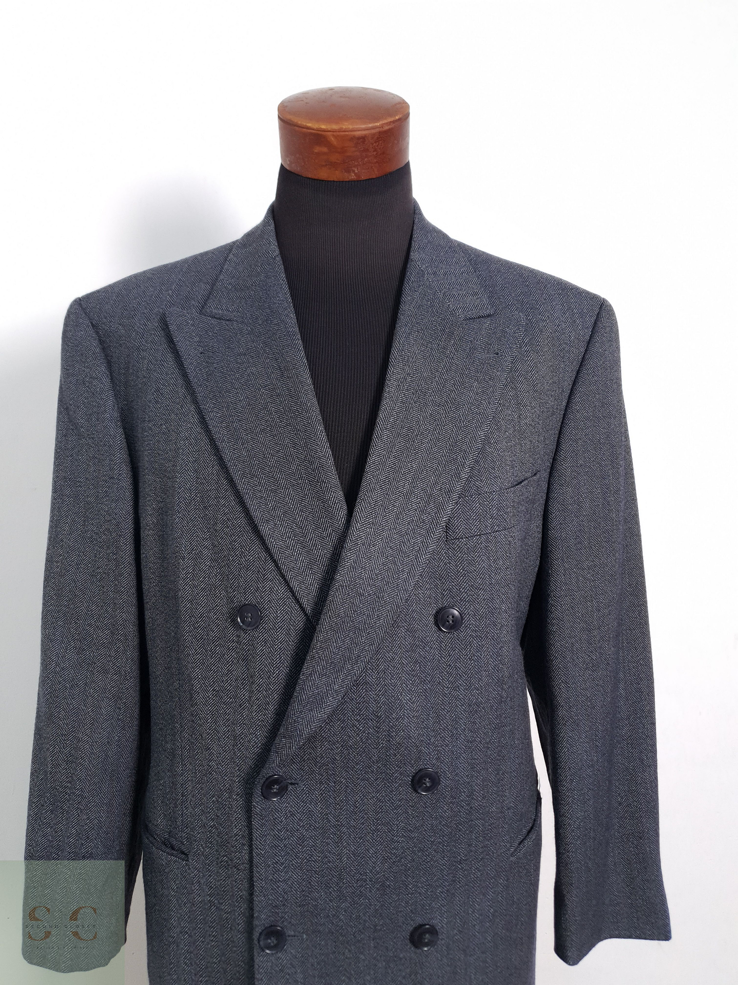 Blazer Baumler 100 lana virgen azul espiga Talla XL 6