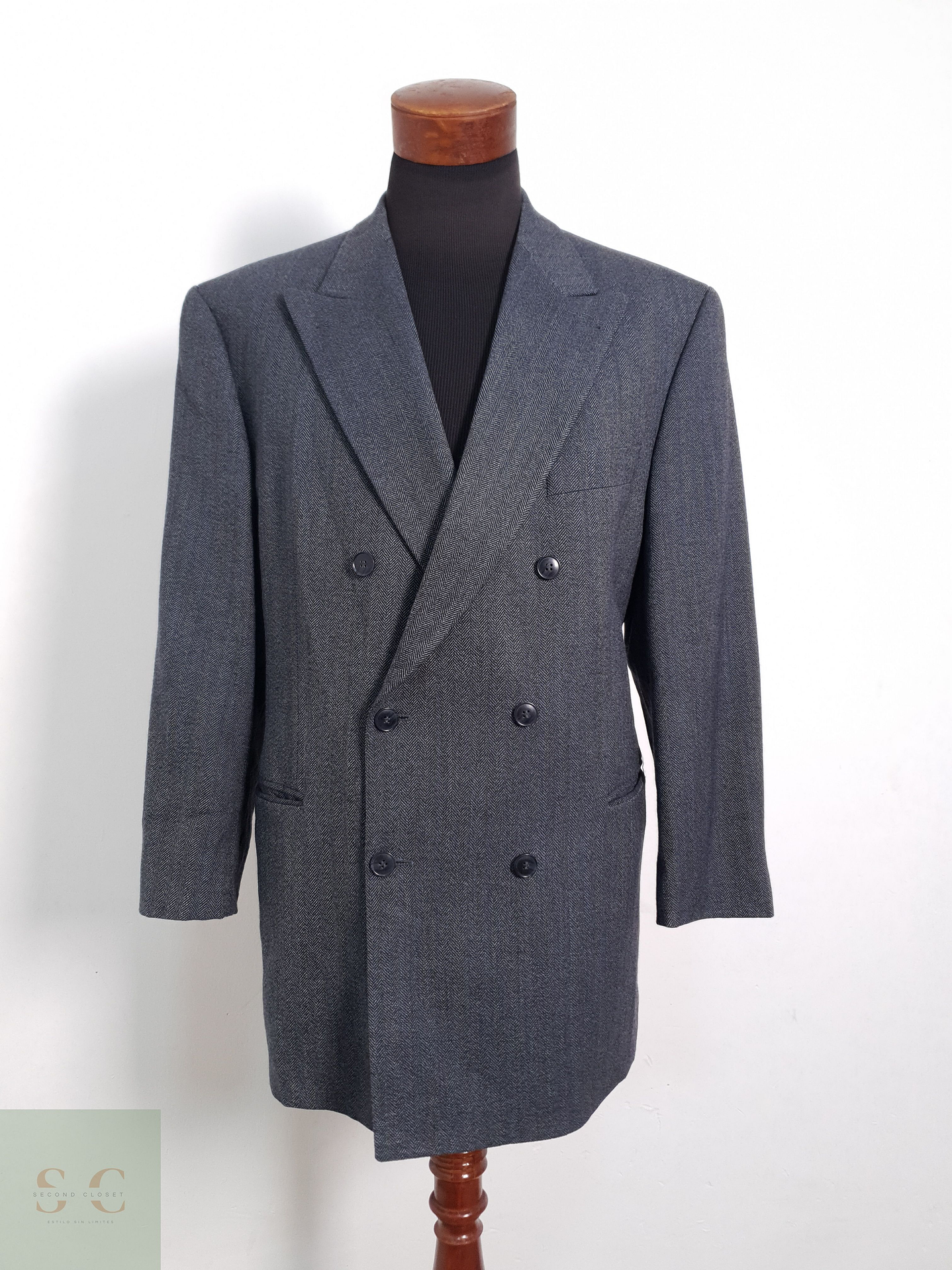 Blazer Baumler 100 lana virgen azul espiga Talla XL 8