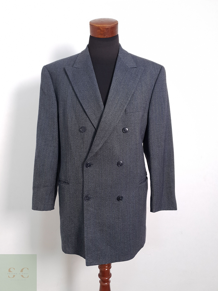 Blazer Baumler 100 lana virgen azul espiga Talla XL 8