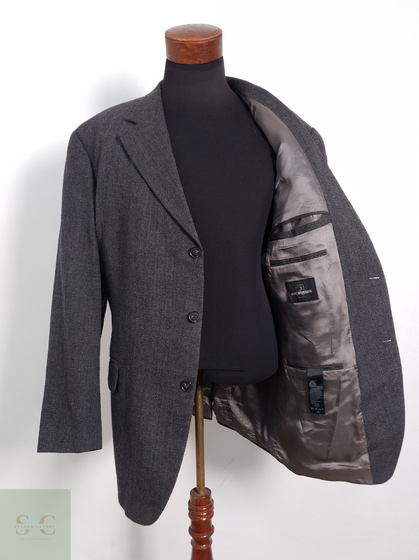 Blazer Roy Robson 100 lana virgen plomo lana densa Talla XXL 1