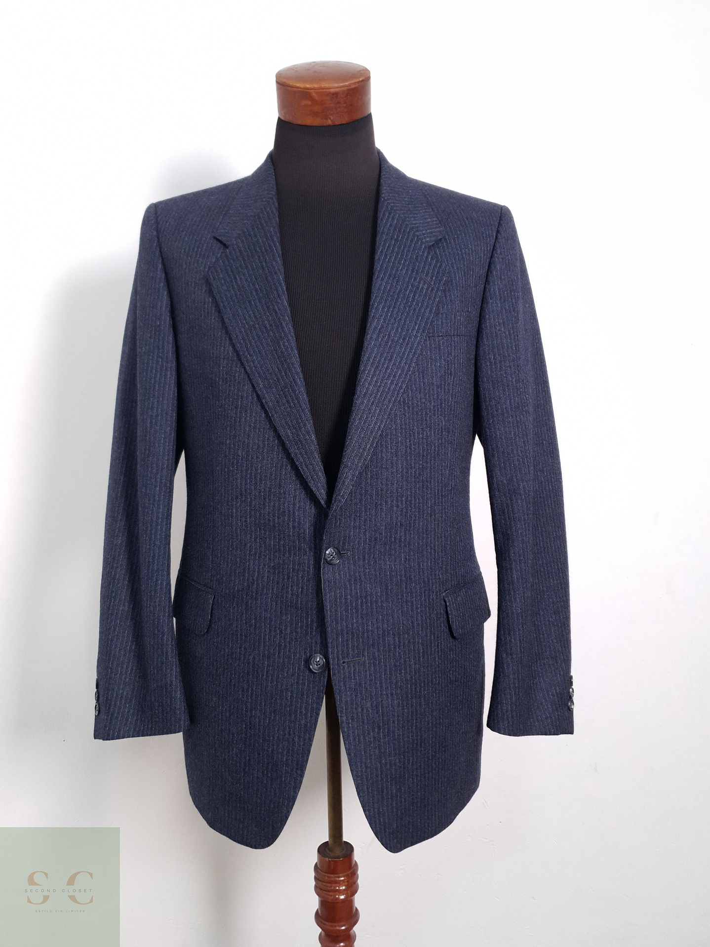 Blazer Jeune Europe 100 lana virgen azul rayas Talla M 1