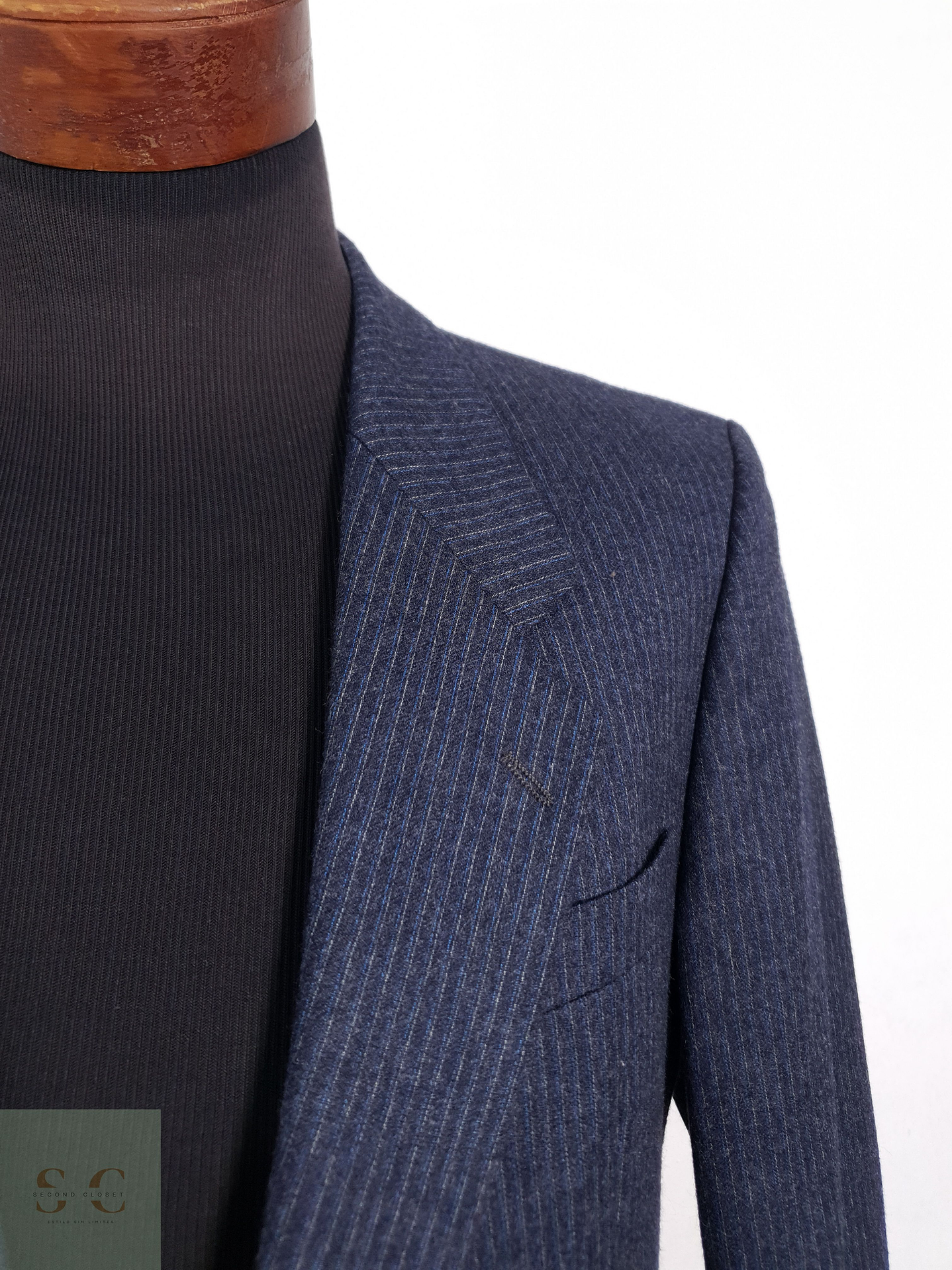 Blazer Jeune Europe 100 lana virgen azul rayas Talla M 4