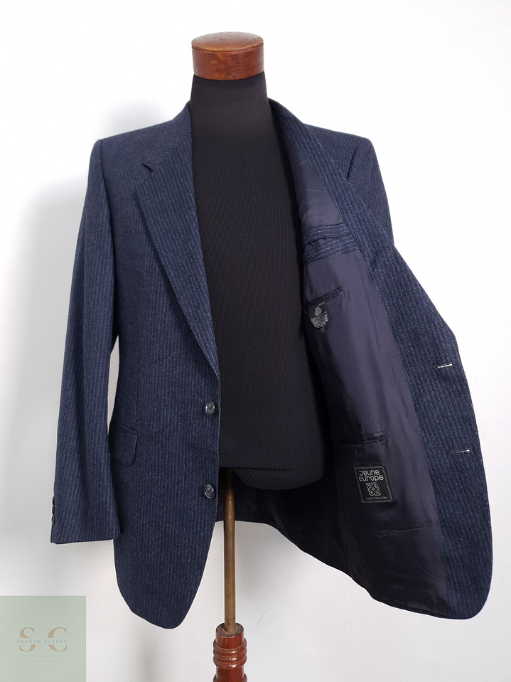 Blazer Jeune Europe 100 lana virgen azul rayas Talla M 5