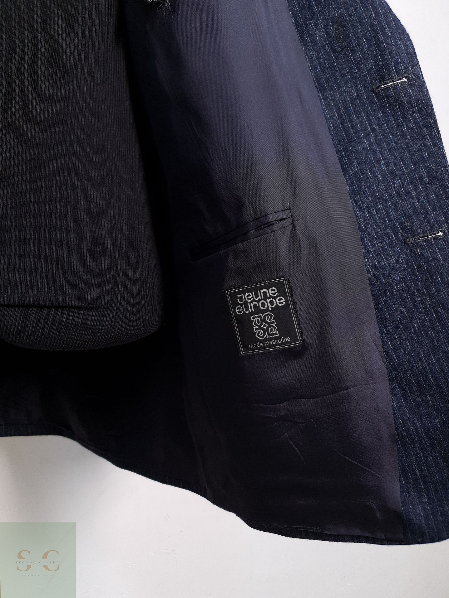 Blazer Jeune Europe 100 lana virgen azul rayas Talla M 7