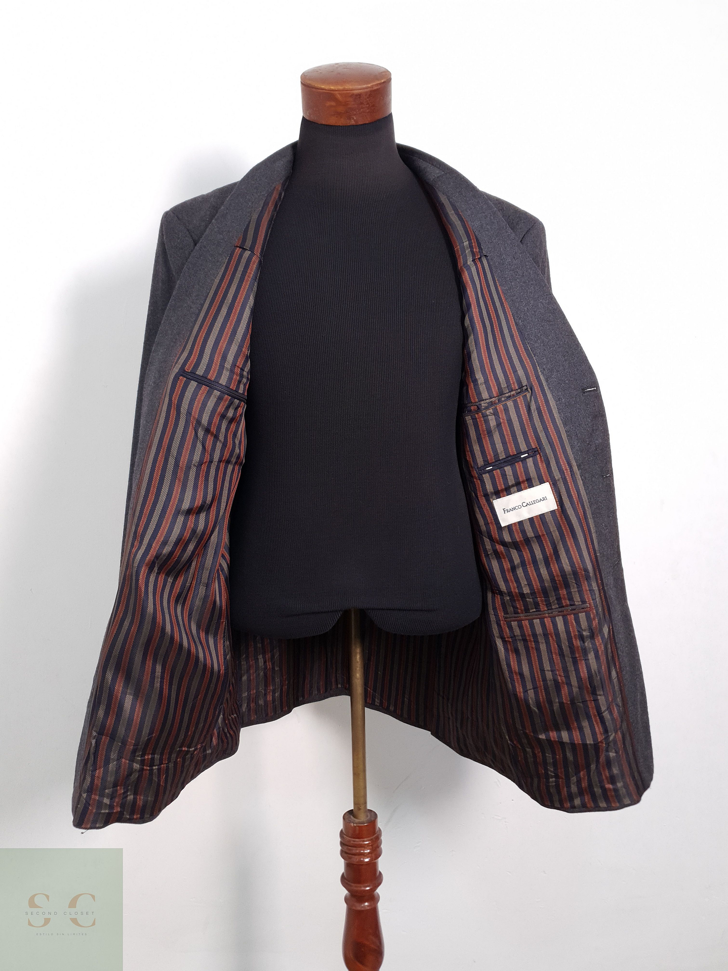 Blazer Franco Callegari 100 lana virgen plomo liso Talla XL 6