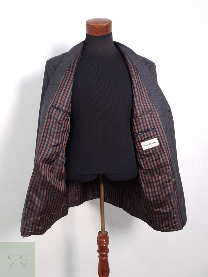 Blazer Franco Callegari 100 lana virgen plomo liso Talla XL 6