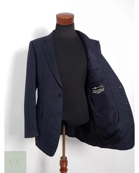 Blazer Excellent 100 lana virgen azul raya Talla M